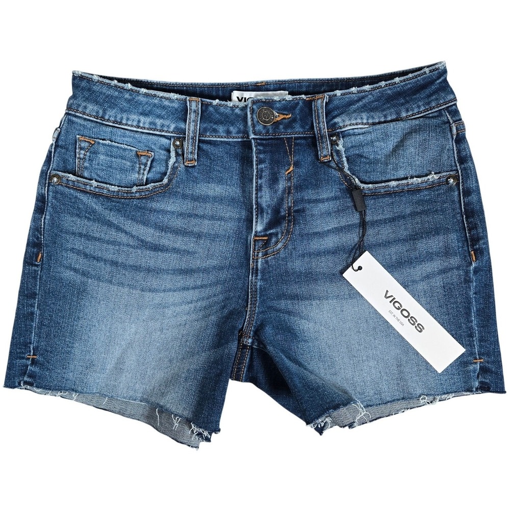 Vigoss Marley Mid Rise Cutoff Denim Shorts Blue Size 25 VC-S01713A NWT